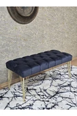 Gold Tel Ayaklı 90 cm Puf Bench - Puf - Bench - Kasalı Oturak - Oturak - Yatak Ucu Puf Füme Renk 90 x 40 Boyut/Ebat - 1