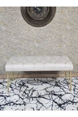 Gold Tel Ayaklı 90 cm Puf Bench - Puf - Bench - Kasalı Oturak - Oturak - Yatak Ucu Puf Krem Renk 90 x 40 Boyut/Ebat thumbnail 2