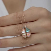 Supertrend Gümüş Rose Renkli Açılabilen Yonca Kadın Kolye thumbnail 3