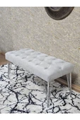 Krom Tel Ayaklı 90 cm Puf Bench - Puf - Bench - Kasalı Oturak - Oturak - Yatak Ucu Puf Gri Renk 90 x 40 Boyut/Ebat - 4