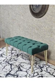Gold Tel Ayaklı 90 cm Puf Bench - Puf - Bench - Kasalı Oturak - Oturak - Yatak Ucu Puf Yeşil Renk 90 x 40 Boyut/Ebat thumbnail 4