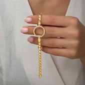 Supertrend Gümüş Çeyrek Takılabilen Altın Kaplama Kadın Bileklik thumbnail 3