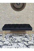 Gold Tel Ayaklı 90 cm Puf Bench - Puf - Bench - Kasalı Oturak - Oturak - Yatak Ucu Puf Siyah Renk 90 x 40 Boyut/Ebat - 2