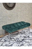 Krom Tel Ayaklı 90 cm Puf Bench - Puf - Bench - Kasalı Oturak - Oturak - Yatak Ucu Puf Yeşil Renk 90 x 40 Boyut/Ebat thumbnail 1