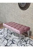 Krom Tel Ayaklı 90 cm Puf Bench - Puf - Bench - Kasalı Oturak - Oturak - Yatak Ucu Puf Pembe Renk 90 x 40 Boyut/Ebat thumbnail 4