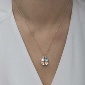 Supertrend Gümüş Rose Renkli Açılabilen Yonca Kadın Kolye thumbnail 4