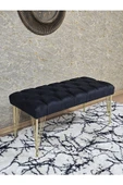 Gold Tel Ayaklı 90 cm Puf Bench - Puf - Bench - Kasalı Oturak - Oturak - Yatak Ucu Puf Siyah Renk 90 x 40 Boyut/Ebat - 1