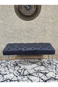 Krom Tel Ayaklı 90 cm Puf Bench - Puf - Bench - Kasalı Oturak - Oturak - Yatak Ucu Puf Füme Renk 90 x 40 Boyut/Ebat - 2