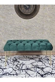 Gold Tel Ayaklı 90 cm Puf Bench - Puf - Bench - Kasalı Oturak - Oturak - Yatak Ucu Puf Yeşil Renk 90 x 40 Boyut/Ebat thumbnail 2