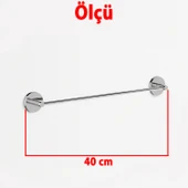 Uzun Havluluk KROM 40 cm Parlak Gümüş Duvar Tipi Paslanmaz Çelik Banyo Havlu Askısı Aparatı thumbnail 3
