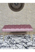 Gold Tel Ayaklı 90 cm Puf Bench - Puf - Bench - Kasalı Oturak - Oturak - Yatak Ucu Puf Pembe Renk 90 x 40 Boyut/Ebat thumbnail 2