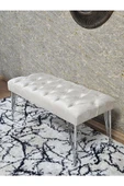 Krom Tel Ayaklı 90 cm Puf Bench - Puf - Bench - Kasalı Oturak - Oturak - Yatak Ucu Puf Krem Renk 90 x 40 Boyut/Ebat thumbnail 4