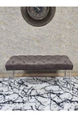 Krom Tel Ayaklı 90 cm Puf Bench - Puf - Bench - Kasalı Oturak - Oturak - Yatak Ucu Puf Kahverengi Renk 90 x 40 Boyut/Ebat - 2