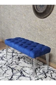 Krom Tel Ayaklı 90 cm Puf Bench - Puf - Bench - Kasalı Oturak - Oturak - Yatak Ucu Puf Mavi Renk 90 x 40 Boyut/Ebat thumbnail 4