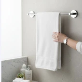 Uzun Havluluk KROM 40 cm Parlak Gümüş Duvar Tipi Paslanmaz Çelik Banyo Havlu Askısı Aparatı thumbnail 2
