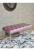 Gold Tel Ayaklı 90 cm Puf Bench - Puf - Bench - Kasalı Oturak - Oturak - Yatak Ucu Puf Pembe Renk 90 x 40 Boyut/Ebat thumbnail 1
