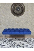 Krom Tel Ayaklı 90 cm Puf Bench - Puf - Bench - Kasalı Oturak - Oturak - Yatak Ucu Puf Mavi Renk 90 x 40 Boyut/Ebat thumbnail 2