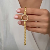 Supertrend Gümüş Çeyrek Takılabilen Altın Kaplama Kadın Bileklik thumbnail 2