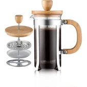 Ahşap Detaylı 600 ml Cam French Press thumbnail 1