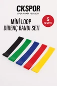 5'li Direnç Bandı Egzersiz Seti Mini Loop Band Aerobik Egzersiz Lastiği  Farklı Renk ve Seviye thumbnail 1