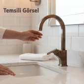 Premium Şık Bronz Özel Uzun Kuğu Evye Bataryası Yüksek Modern Tasarım Mutfak Lavabo Musluğu thumbnail 3