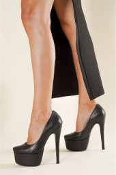 Gova Siyah Cilt Platform Ayakkabı - 3