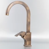 Premium Şık Bronz Özel Uzun Kuğu Evye Bataryası Yüksek Modern Tasarım Mutfak Lavabo Musluğu thumbnail 5