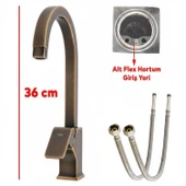 Premium Şık Bronz Özel Uzun Kuğu Evye Bataryası Yüksek Modern Tasarım Mutfak Lavabo Musluğu thumbnail 4