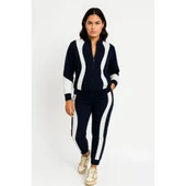 Premium Parçalı Eşofman Takım - Dik Yaka Fermuarlı Sweatshirt - Siyah - 2