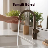 Premium Şık Bronz Özel Uzun Kuğu Evye Bataryası Yüksek Modern Tasarım Mutfak Lavabo Musluğu thumbnail 2