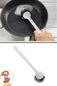Silikon Başlıklı Fırça, Bulaşık Yıkama Lavabo Temizleme Mutfak Banyo Tezgah Temizlik Fırçası thumbnail 1