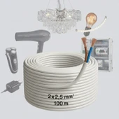 CCA Çok Telli Kablo 2x2.5 mm 100 Metre Elektrik Kablosu Topraklama Yok Alüminyum Alışım Beyaz Renk thumbnail 3