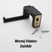 Siyah Lüx Kapaksız WC Kağıt Aparatı Vidalı Paslanmaz Metal Duvar Tuvalet Kağıtlık Banyo Aksesuarı thumbnail 2