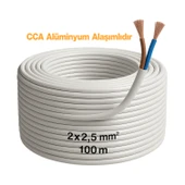 CCA Çok Telli Kablo 2x2.5 mm 100 Metre Elektrik Kablosu Topraklama Yok Alüminyum Alışım Beyaz Renk thumbnail 4