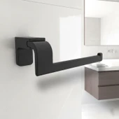 Siyah Lüx Kapaksız WC Kağıt Aparatı Vidalı Paslanmaz Metal Duvar Tuvalet Kağıtlık Banyo Aksesuarı thumbnail 4