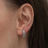 Supertrend Gümüş Petek Desenli Halka Kadın Küpe thumbnail 5