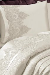 Lena Fransız Güpürlü Brokar Pike Takımı Krem thumbnail 5