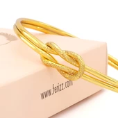 Altın Kaplama İmitasyon Simli Ajda Aşk Düğümü Bilezik BLZ-3114 thumbnail 4