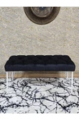 Beyaz Boyalı Tel Ayaklı 90 cm Puf Bench - Puf - Bench - Kasalı Oturak - Oturak - Yatak Ucu Puf Siyah Renk 90 x 41 Boyut/Ebat - 2