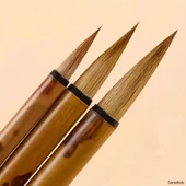 Tahrir fırça seti profesyonel kurt kılı, 3 farklı boy, sulu boya, akrilik, gouache, çini seramik thumbnail 1