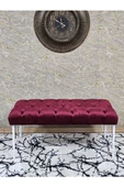 Beyaz Boyalı Tel Ayaklı 90 cm Puf Bench - Puf - Bench - Kasalı Oturak - Oturak - Yatak Ucu Puf Bordo Renk 90 x 41 Boyut/Ebat thumbnail 2