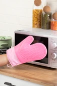 Porsima 3137-2 Silikon Yanmaz Yapışmaz Fırın Eldiveni Pembe thumbnail 2