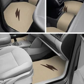 Kahverengi Şimşek Nakış Desenli 5'li Oto Halı Paspas Seti / Ön Arka Uyumlu Araç Oto Halı Paspas thumbnail 3