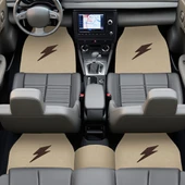 Kahverengi Şimşek Nakış Desenli 5'li Oto Halı Paspas Seti / Ön Arka Uyumlu Araç Oto Halı Paspas thumbnail 2