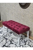 Beyaz Boyalı Tel Ayaklı 90 cm Puf Bench - Puf - Bench - Kasalı Oturak - Oturak - Yatak Ucu Puf Bordo Renk 90 x 41 Boyut/Ebat thumbnail 4