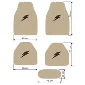 Kahverengi Şimşek Nakış Desenli 5'li Oto Halı Paspas Seti / Ön Arka Uyumlu Araç Oto Halı Paspas thumbnail 8