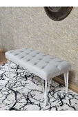 Beyaz Boyalı Tel Ayaklı 90 cm Puf Bench - Puf - Bench - Kasalı Oturak - Oturak - Yatak Ucu Puf Gri Renk 90 x 41 Boyut/Ebat thumbnail 4