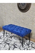 Siyah Boyalı Tel Ayaklı 90 cm Puf Bench - Puf - Bench - Kasalı Oturak - Oturak - Yatak Ucu Puf Mavi Renk 90 x 41 Boyut/Ebat thumbnail 4