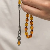 Supertrend Gümüş 1000 Ayar Kazaz Püsküllü Sıkma Kehribar Tesbih thumbnail 2