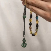 Supertrend Gümüş Kazaz Püsküllü Sıkma Kehribar Tesbih thumbnail 3